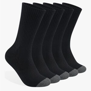 Black Crew Socks with Gray Toe - 5-Pack